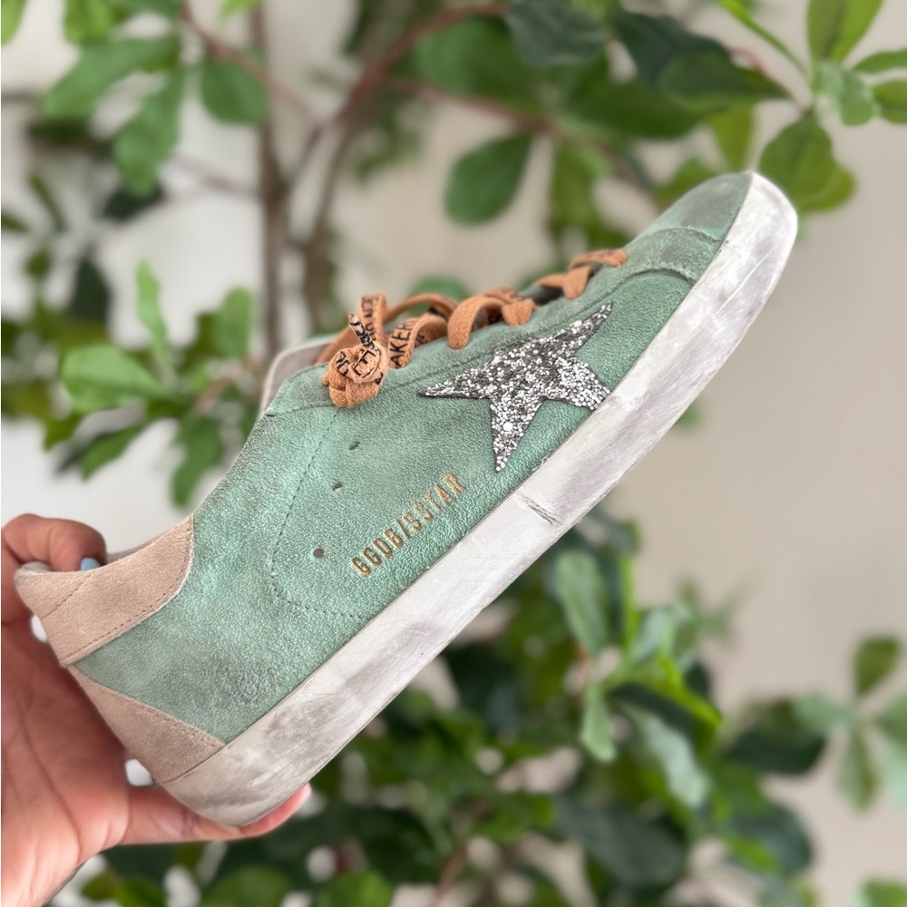 Golden Goose Green and Silver Glitter Sneakers size 37